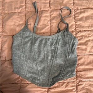 Colsie Gray Ribbed Crop Top